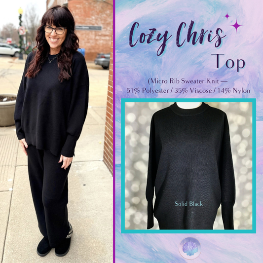 LuLaRoe Cozy Chris Top - Solid Black