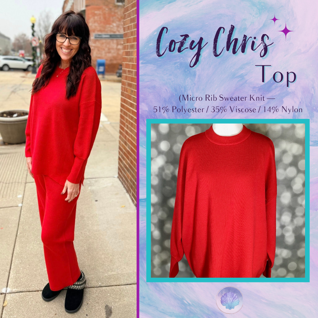 LuLaRoe Cozy Chris Top - Solid Holiday Crimson