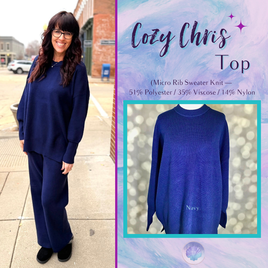 LuLaRoe Cozy Chris Top - Solid Navy