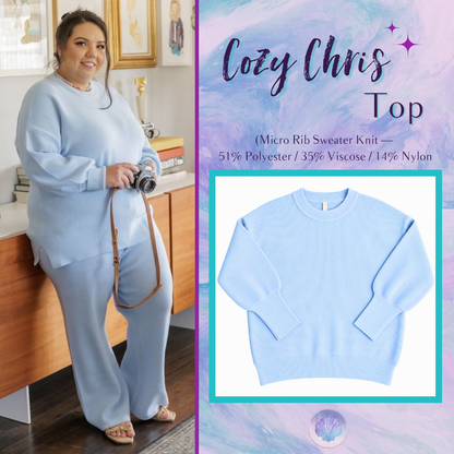 LuLaRoe Cozy Chris Top in Solid Powder Blue - view 1