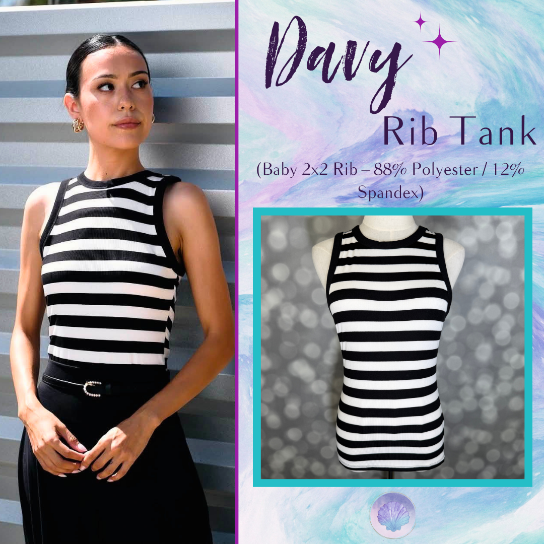 LuLaRoe Davy Rib Tank – Black & White Horizontal Stripe