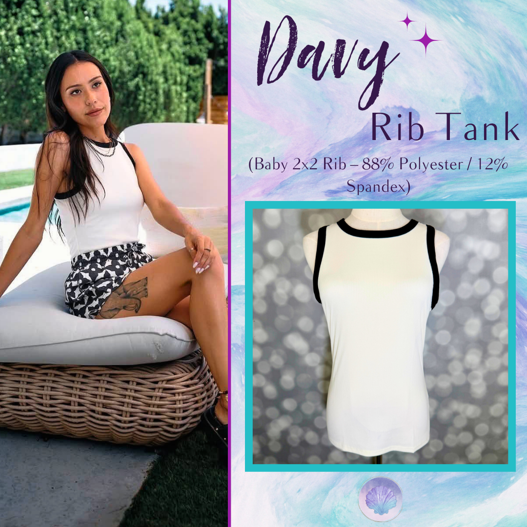 LuLaRoe Davy Rib Tank – Ivory & Black Contrast Trim