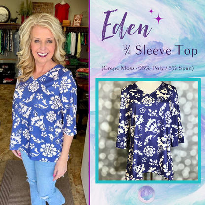 LuLaRoe LuLaRoe Eden Top - Indigo Bloom Silhouette Floral 