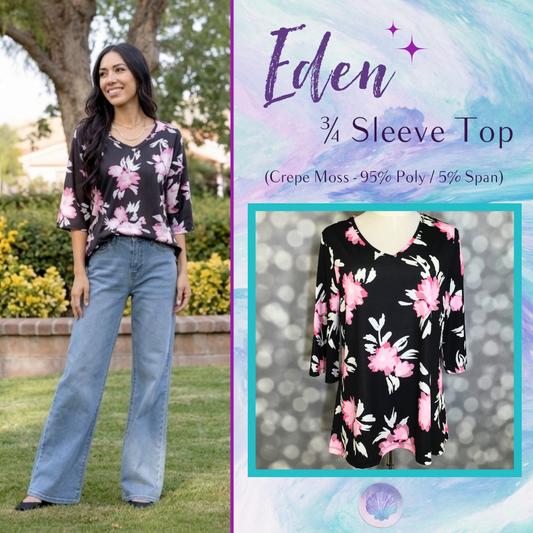 LuLaRoe LuLaRoe Eden Top - Midnight Blush Floral 