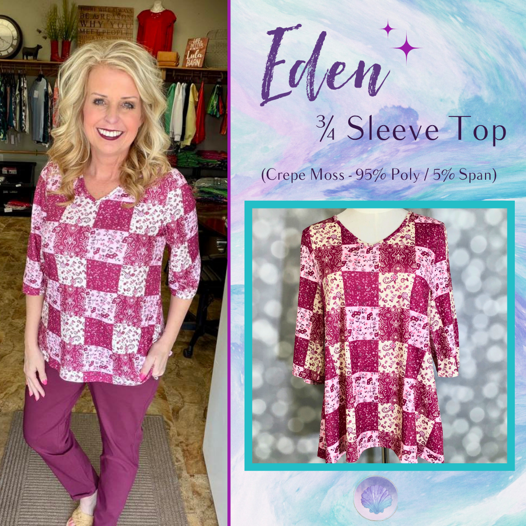 LuLaRoe LuLaRoe Eden Top - Vintage Rose Patchwork 