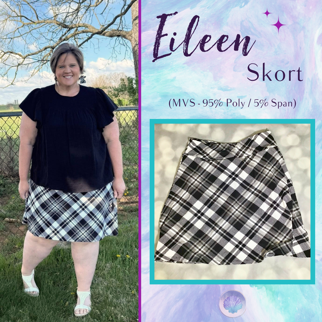 LuLaRoe LuLaRoe Eileen Skort - Classic Black Ivory Plaid 