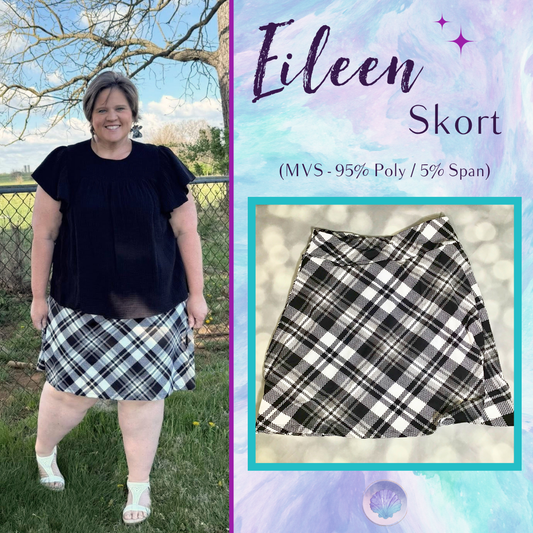 LuLaRoe LuLaRoe Eileen Skort - Classic Black Ivory Plaid 