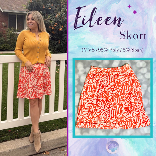 LuLaRoe LuLaRoe Eileen Skort - Poppy Coral Garden Sketch 
