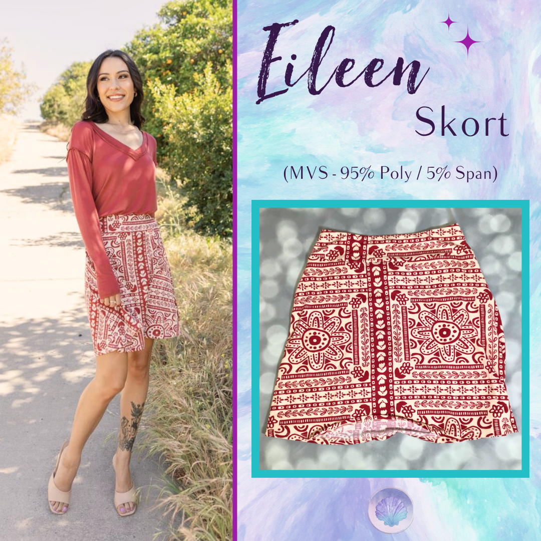 LuLaRoe LuLaRoe Eileen Skort - Rustic Red Boho Mosaic 