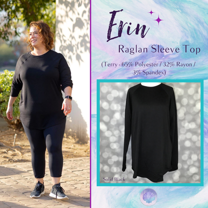 LuLaRoe LuLaRoe Erin Raglan Top - Solid Black 