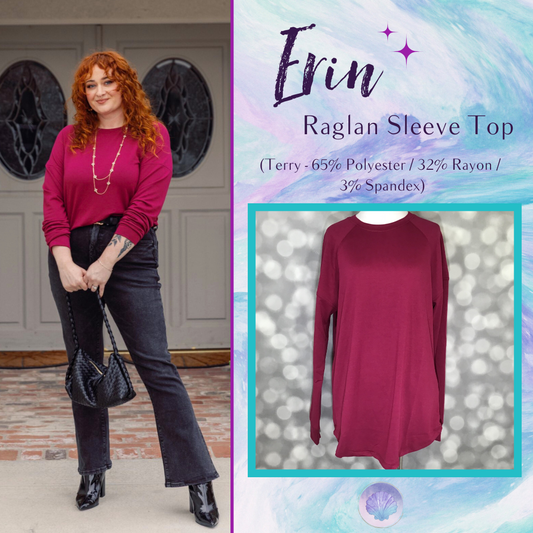 LuLaRoe LuLaRoe Erin Raglan Top - Solid Mulberry Wine 