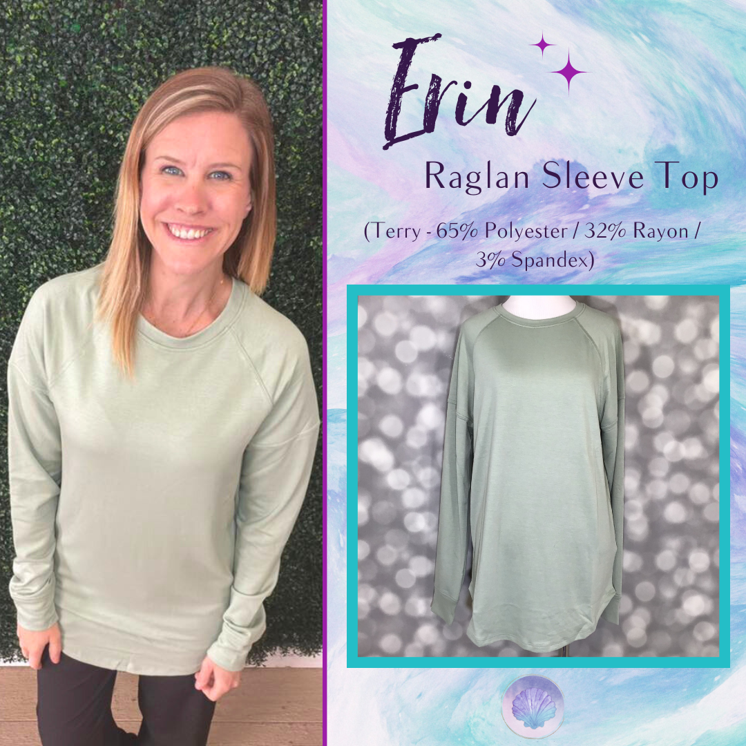 LuLaRoe LuLaRoe Erin Raglan Top - Solid Soft Sage 