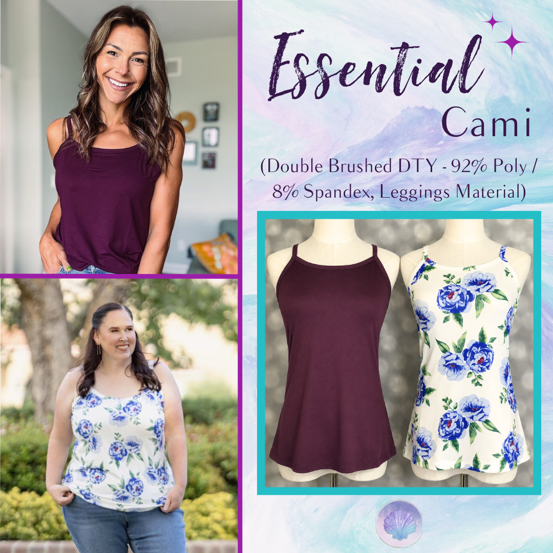 LuLaRoe LuLaRoe Essential Cami Set – Solid Deep Plum & Blue Willow Peony 