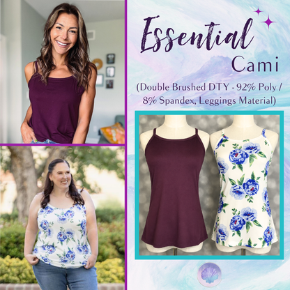 LuLaRoe LuLaRoe Essential Cami Set – Solid Deep Plum & Blue Willow Peony 