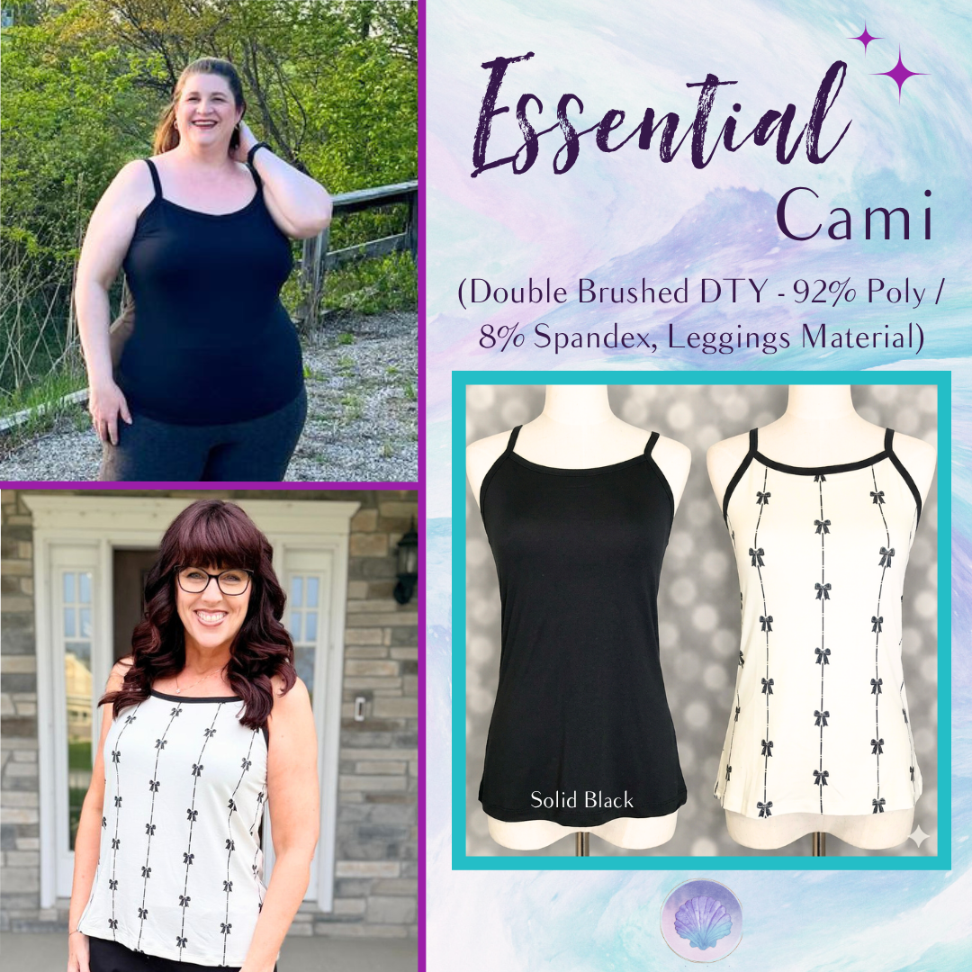 LuLaRoe LuLaRoe Essential Cami Set – Solid Black & Parisian Bow Stripe 