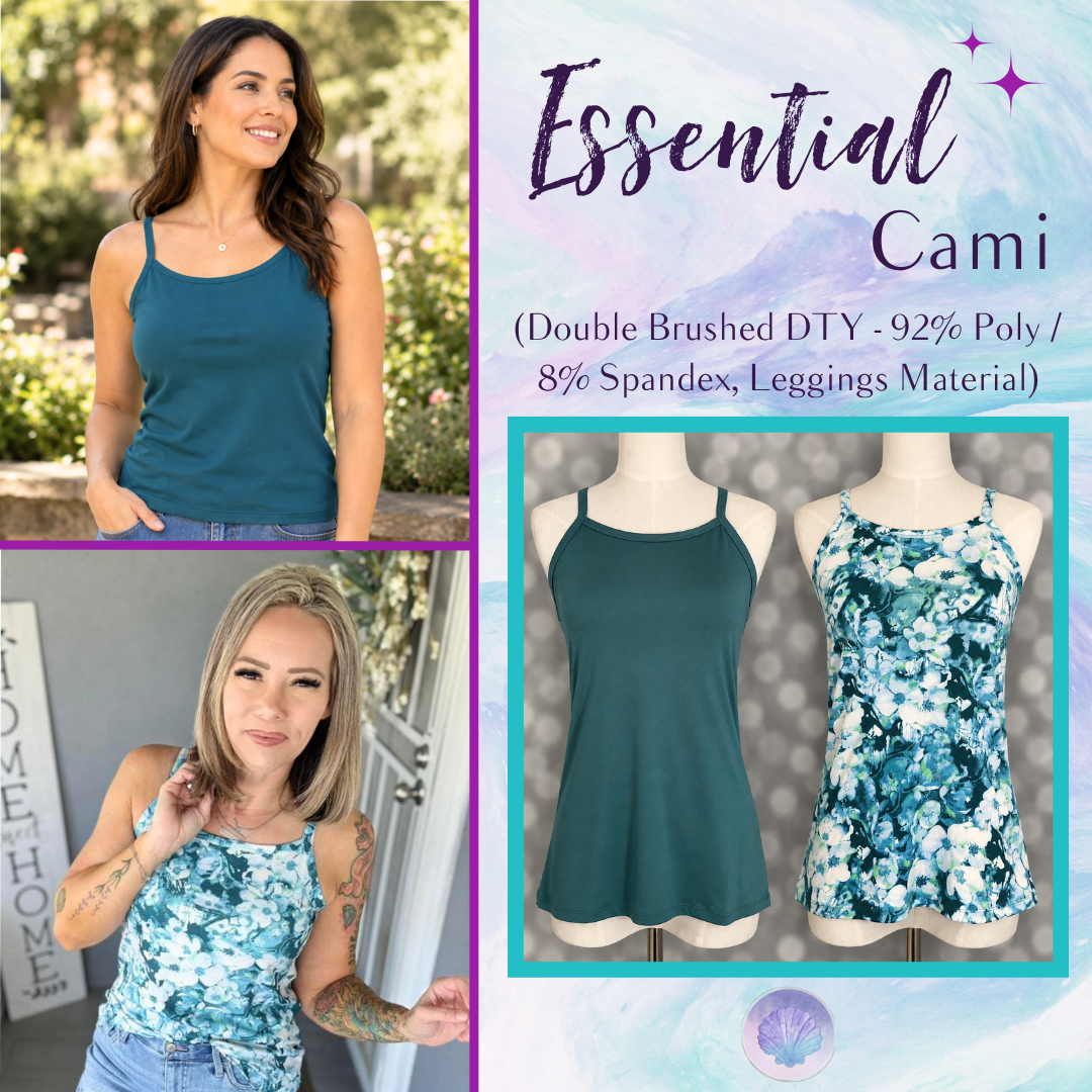 LuLaRoe LuLaRoe Essential Cami Set – Solid Coastal Teal & Watercolor Floral Meadow 