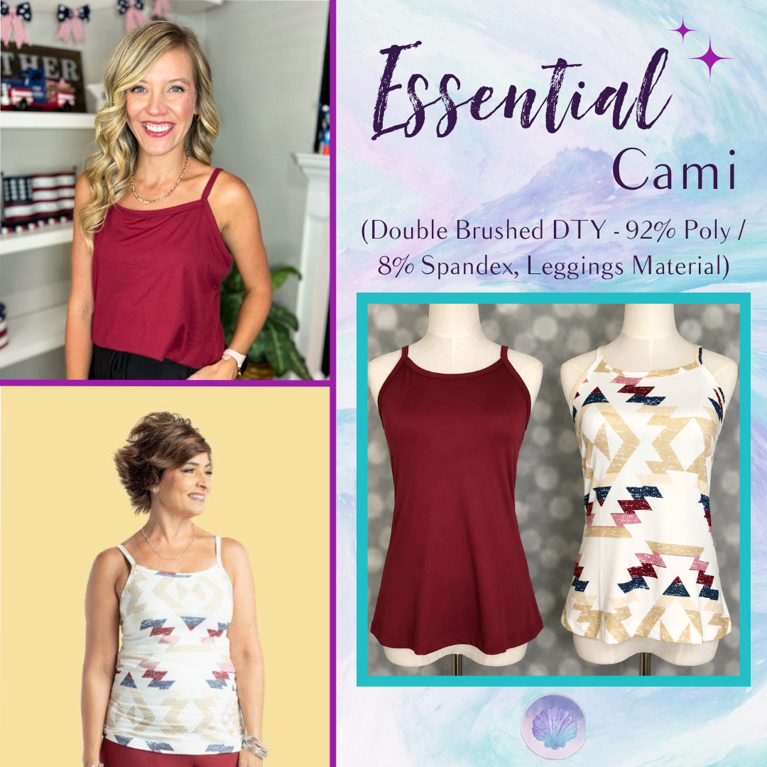 LuLaRoe LuLaRoe Essential Cami Set – Solid Cranberry Wine & Desert Mesa Aztec 