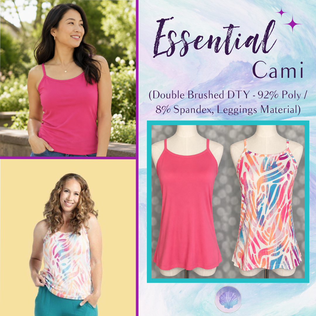 LuLaRoe LuLaRoe Essential Cami Set – Solid Electric Pink & Watercolor Palm Breeze 