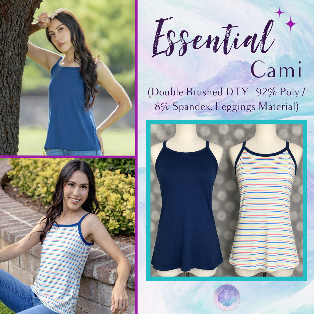 LuLaRoe LuLaRoe Essential Cami Set – Solid Navy Blue & Boardwalk Stripe 