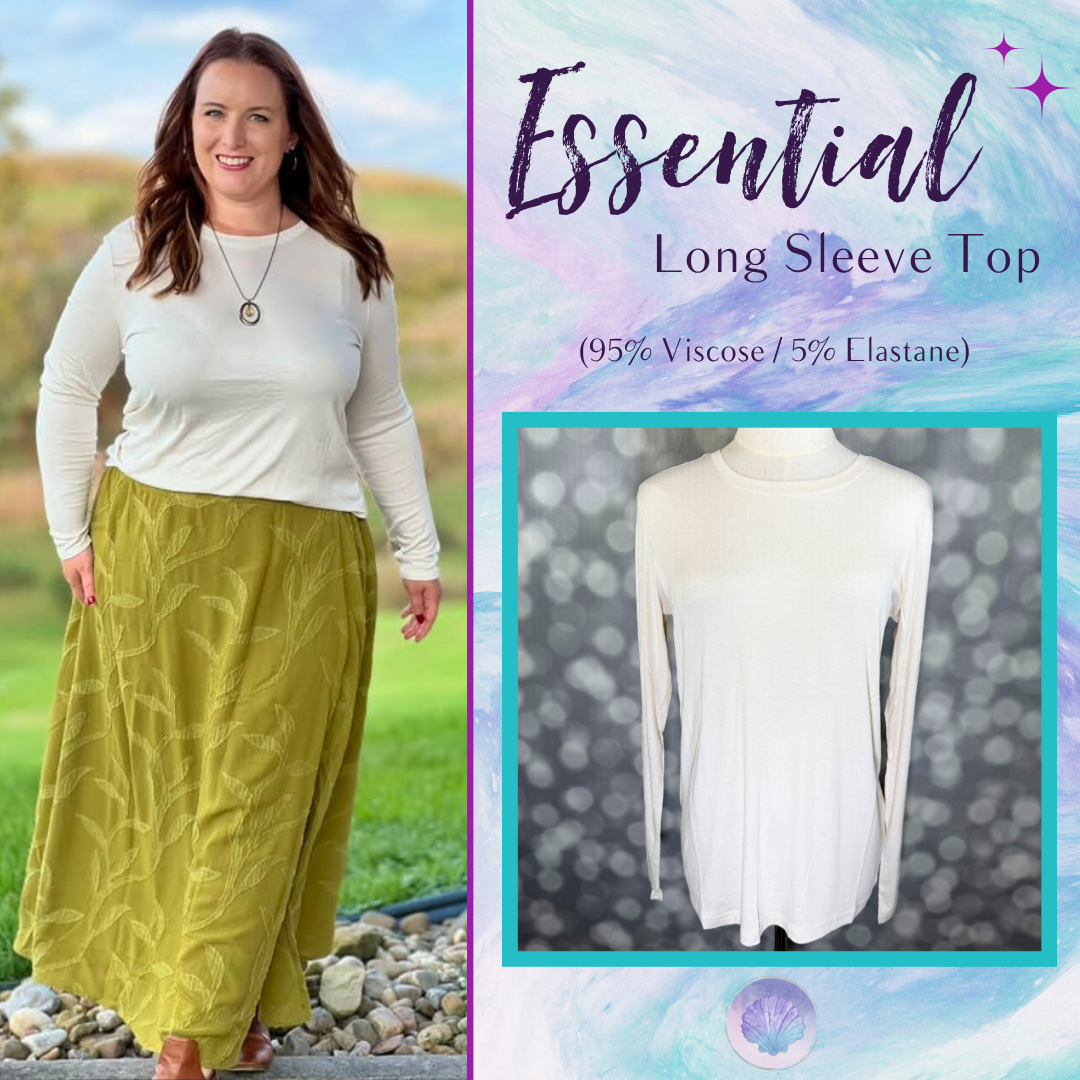 LuLaRoe Essential Long Sleeve Top Solid Bone Off White - women’s crewneck stretch baby rib long sleeve shirt, product photo 1