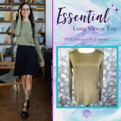 LuLaRoe Essential Long Sleeve Top Solid Dusty Olive - women’s crewneck stretch baby rib long sleeve shirt, product photo 1