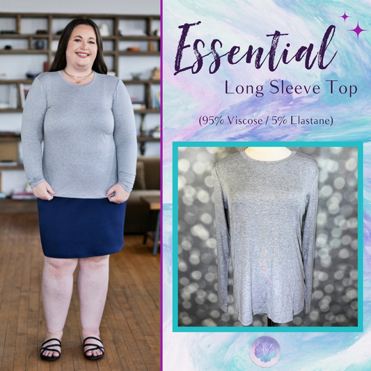 LuLaRoe Essential Long Sleeve Top Solid Heather Gray - women’s crewneck stretch baby rib long sleeve shirt, product photo 1