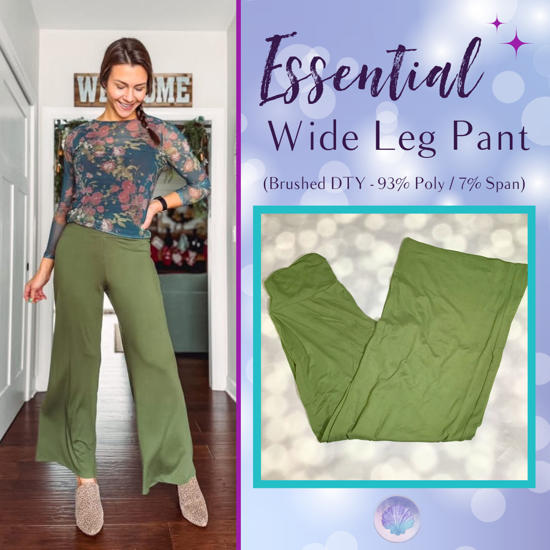 LuLaRoe LuLaRoe Essential Wide Leg Pant  - Solid Evergreen Grove 