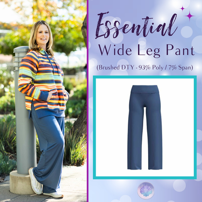 LuLaRoe Essential Wide Leg Pant  - Solid Stormy Slate Blue