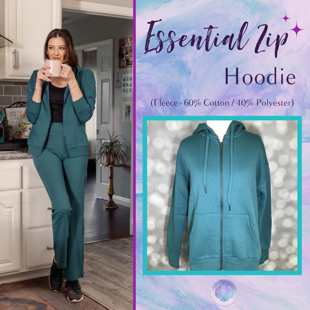 LuLaRoe LuLaRoe Essential Zip Hoodie - Solid Deep Juniper 