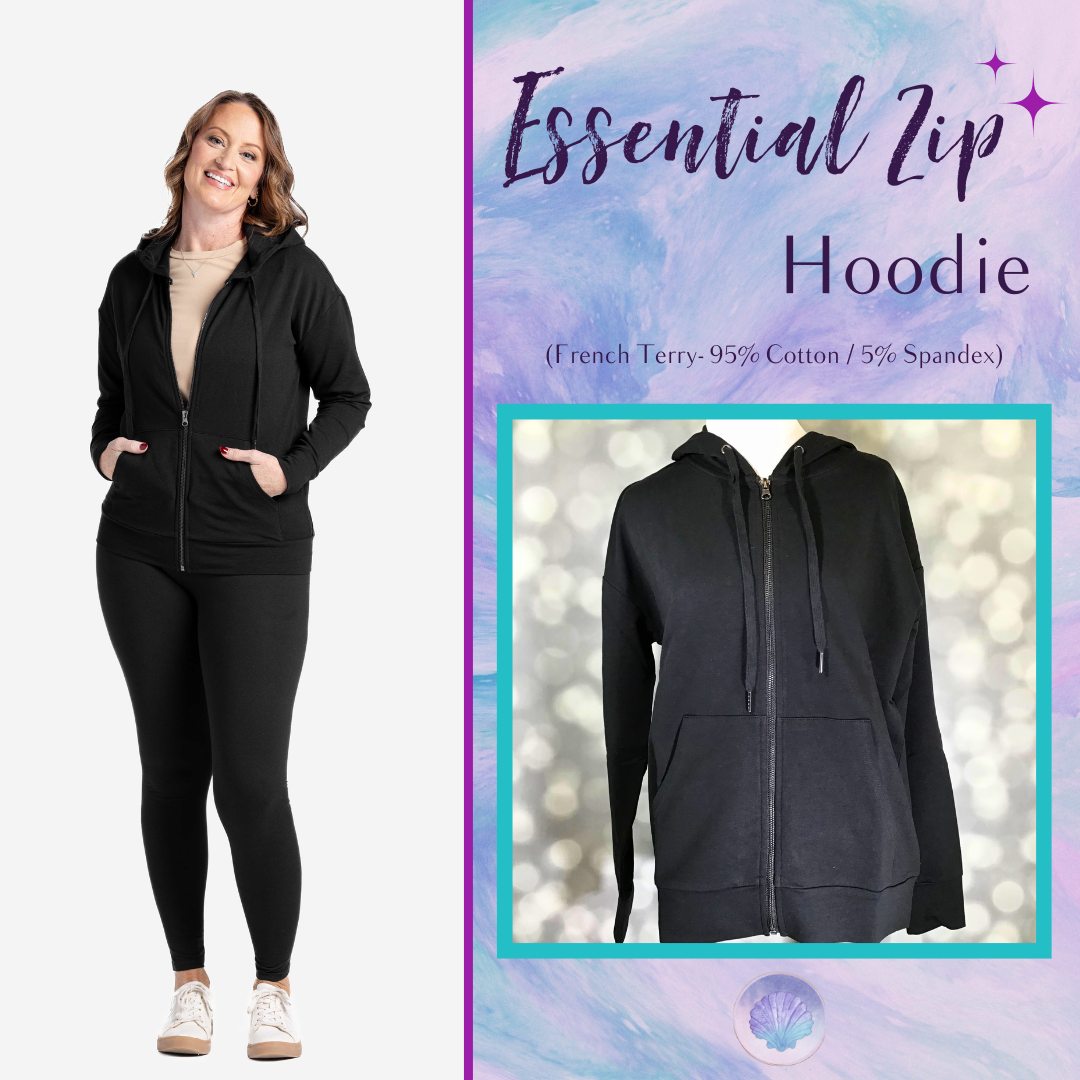 LuLaRoe Essential Zip Hoodie - Solid Black