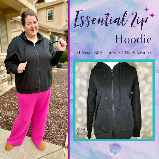 LuLaRoe LuLaRoe Essential Zip Hoodie - Solid Black 