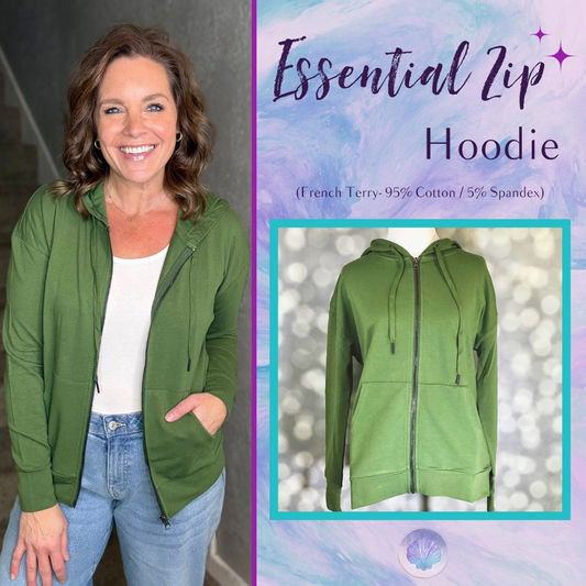 LuLaRoe Essential Zip Hoodie - Solid Bronze Green