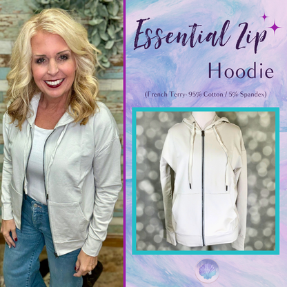 LuLaRoe Essential Zip Hoodie - Solid Dawn Blue Gray