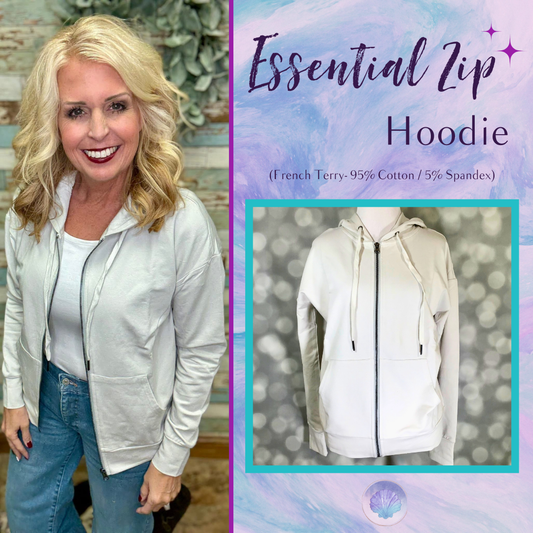 LuLaRoe Essential Zip Hoodie - Solid Dawn Blue Gray