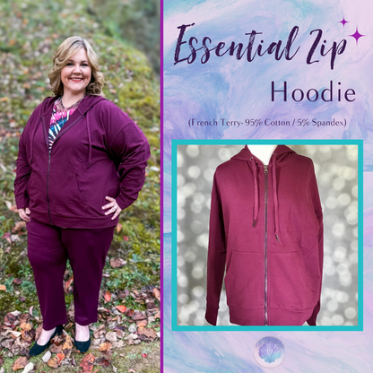 LuLaRoe Essential Zip Hoodie - Solid Fig Purple