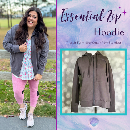 LuLaRoe Essential Zip Hoodie - Solid Forged Iron Gray