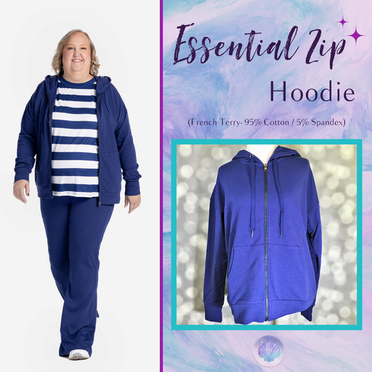 LuLaRoe Essential Zip Hoodie - Solid Medieval Blue
