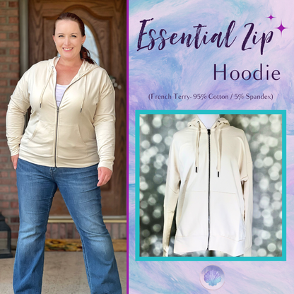 LuLaRoe Essential Zip Hoodie - Solid Whitecap Gray Beige