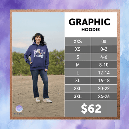 LuLaRoe Graphic Hoodie size chart for women's sizes XXS through 3XL.