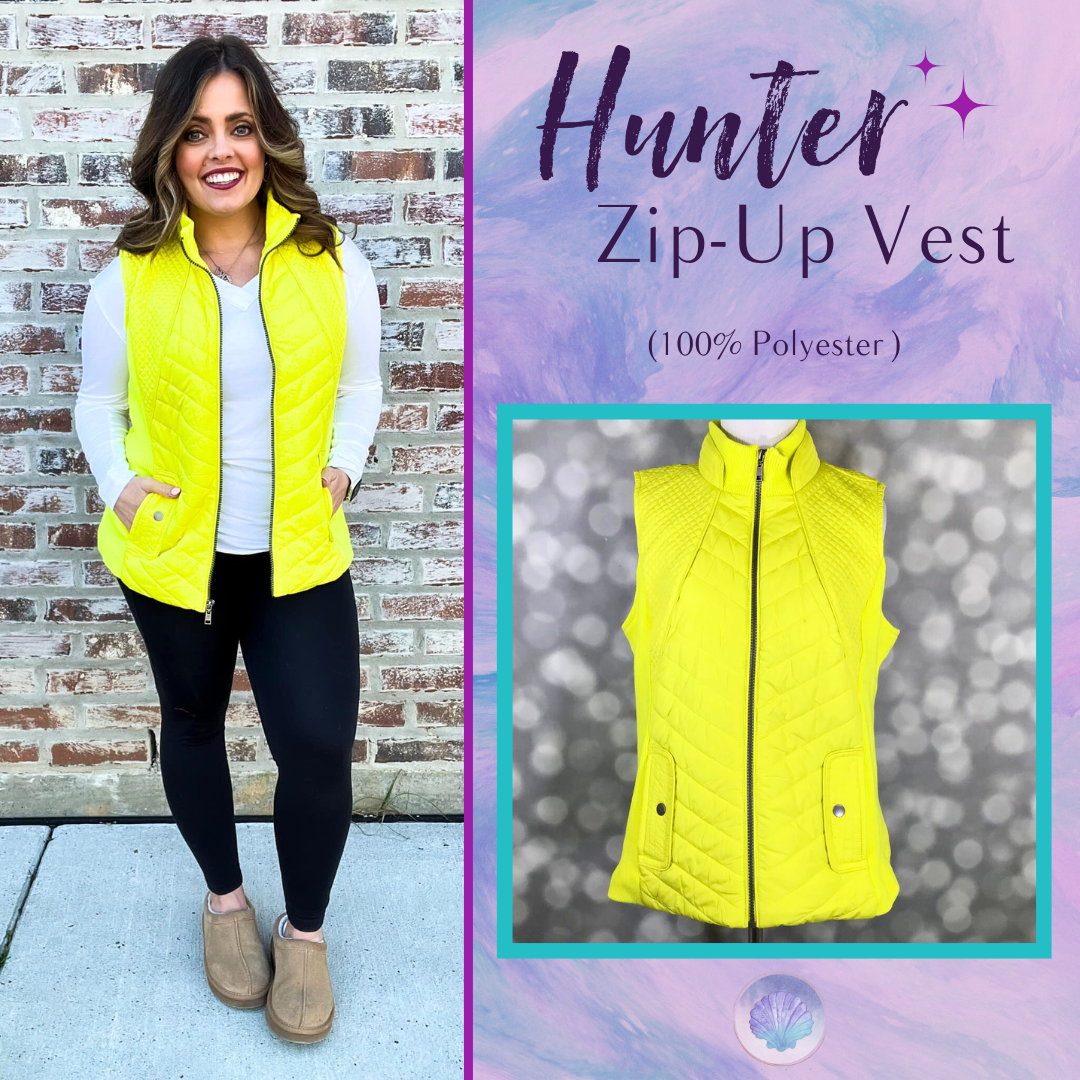 LuLaRoe LuLaRoe Hunter Zip-Up Vest – Solid Electric Citron 