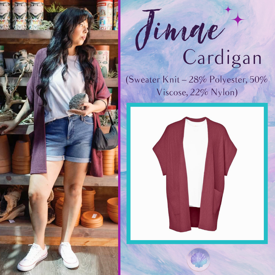 LuLaRoe Jimae Sweater Cardigan in solid mulberry with an open-front silhouette and patch pockets