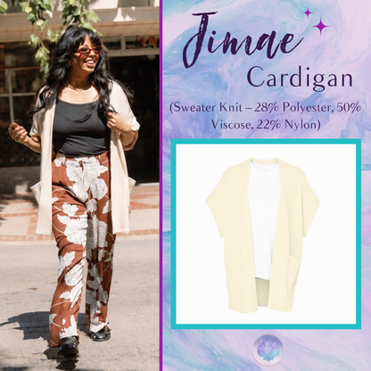 LuLaRoe Jimae Sweater Cardigan in solid soft ivory with an open-front silhouette and patch pockets