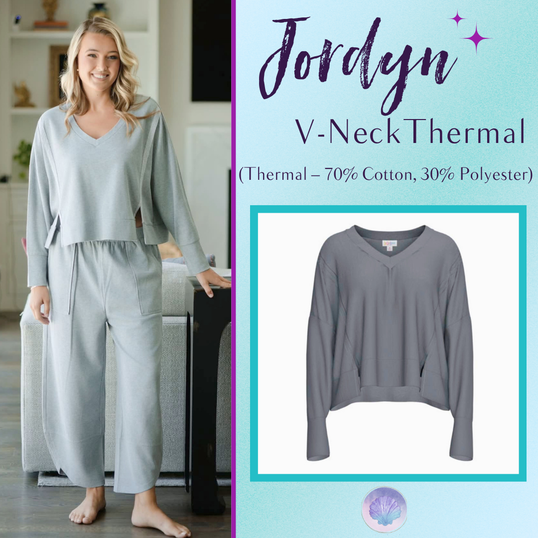 LuLaRoe Jordyn V-Neck Thermal in Solid Light Heather Gray, front product view