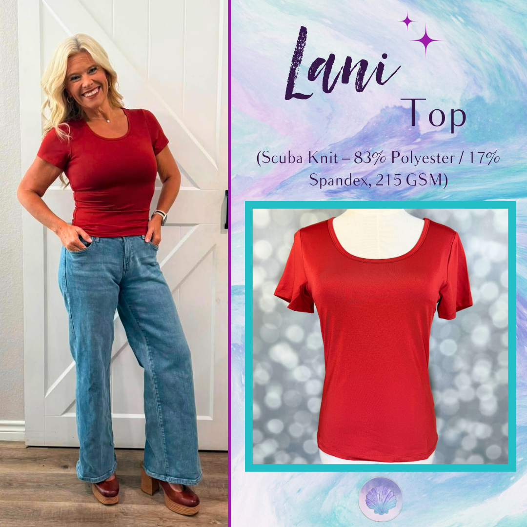 LuLaRoe Lani Scoop Neck Top - Solid Crimson Red