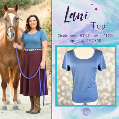 LuLaRoe Lani Scoop Neck Top - Solid Denim Blue