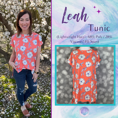 LuLaRoe LuLaRoe Leah Tunic - Coral Bloom Sketch 