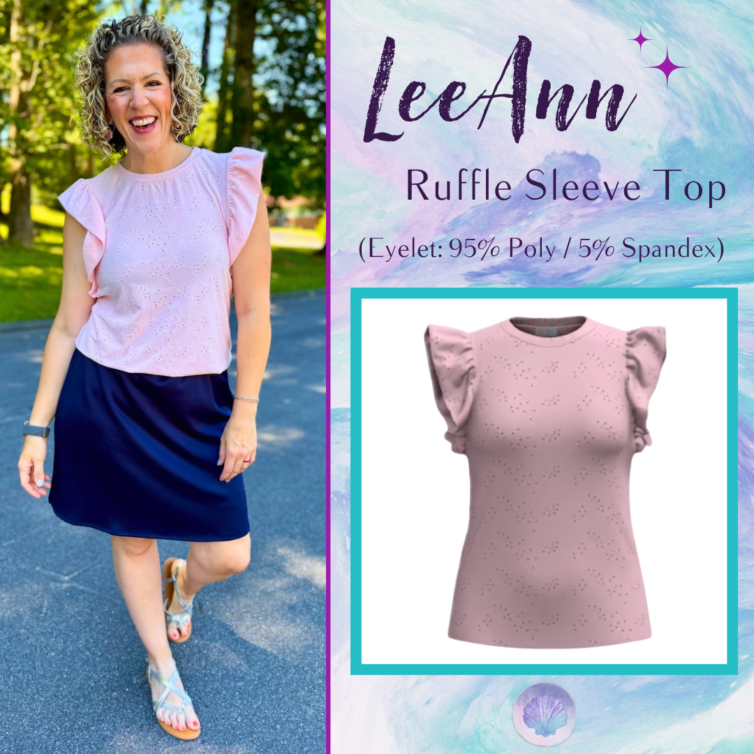 LuLaRoe LeeAnn Ruffle Sleeve Top - Solid Blush Pink