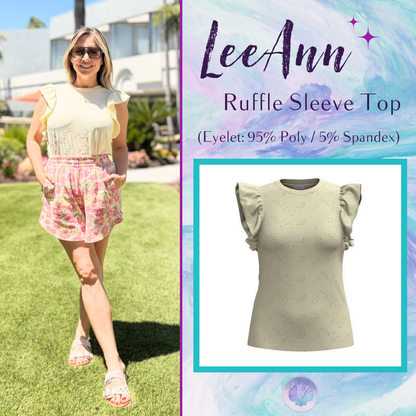 LuLaRoe LeeAnn Ruffle Sleeve Top - Solid Buttercream
