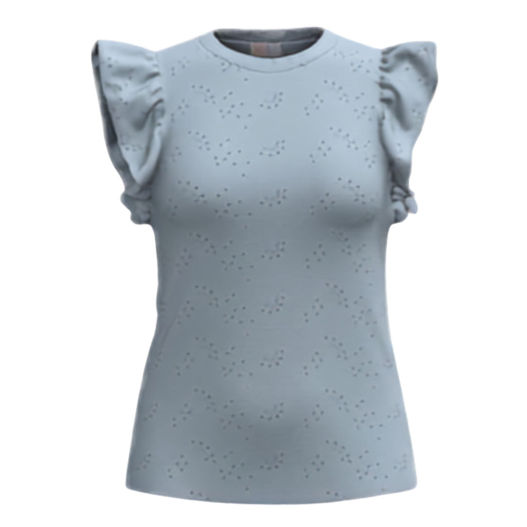 LuLaRoe LeeAnn Ruffle Sleeve Top - Solid Sky Blue