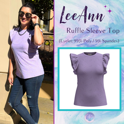 LuLaRoe LeeAnn Ruffle Sleeve Top - Solid Lavender Mist
